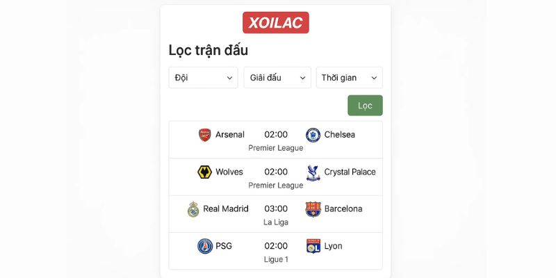 XOILAC cho phép lọc BXH nhanh theo đội hoặc giải. XOILAC cho phép lọc BXH nhanh theo đội hoặc giải.